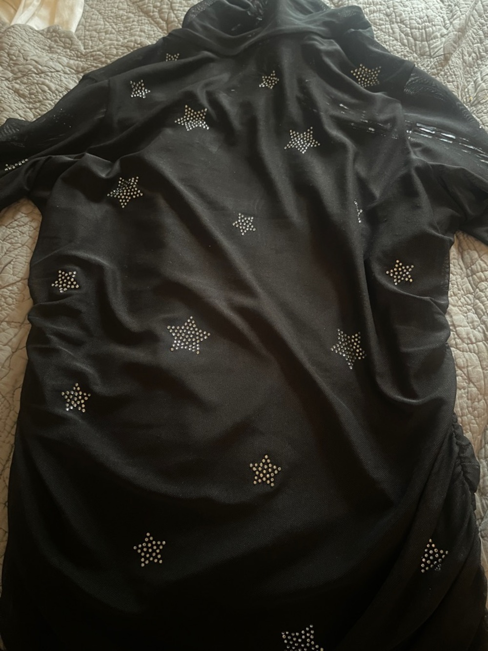 cinq a sept Black Star-Embellished Mesh Top